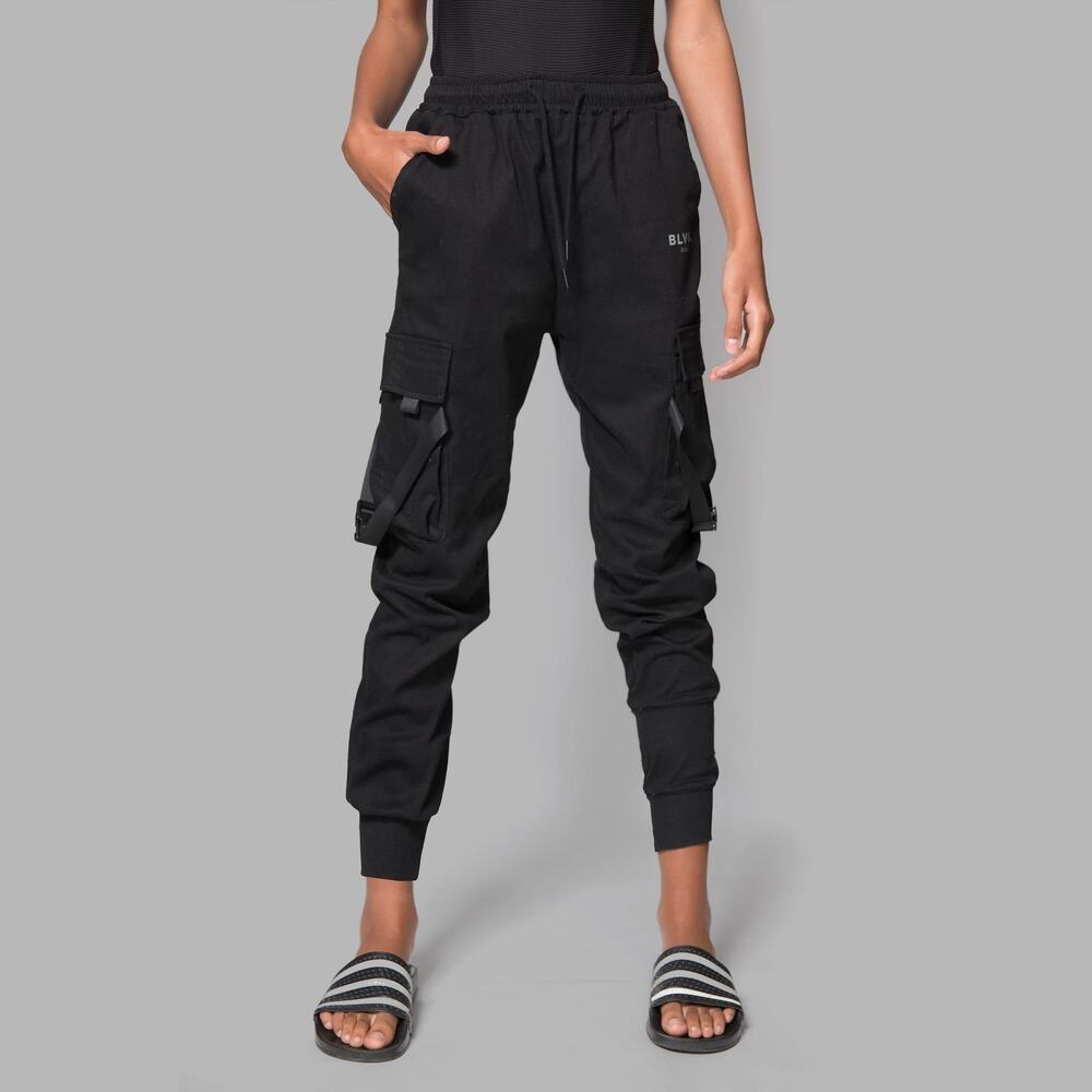 BLVCK Paris Tokyo Cargo Jogger Pants Black Techwear Streetwear M